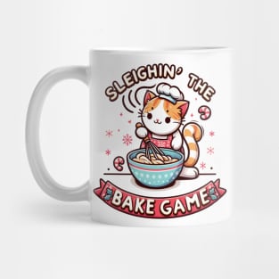 Sleighin' The Bake Game Christmas Cat Baking Mug